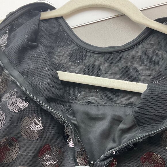 New Betsey Johnson 6 Sequin Polka Dot Sleeveless Midi Dress Sheer Onyx Goth - Picture 11 of 15